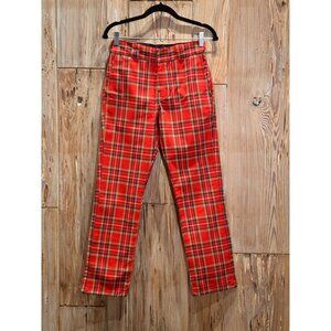 Vintage-Inspired Stewart Tartan Plaid Womens Pants 28 Red 100% Cotton 24Hr Laund